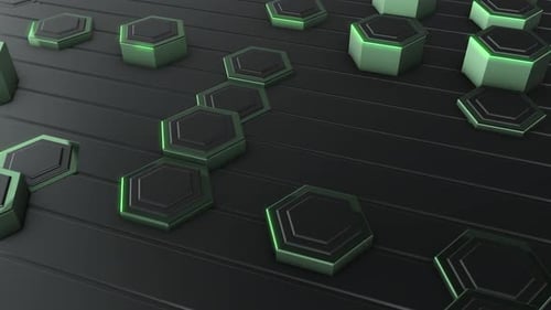 4K Green Hexagonal Background Close Up
