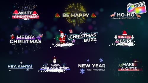 Animated Christmas and New Year Lower Third Titles with Particle Effects