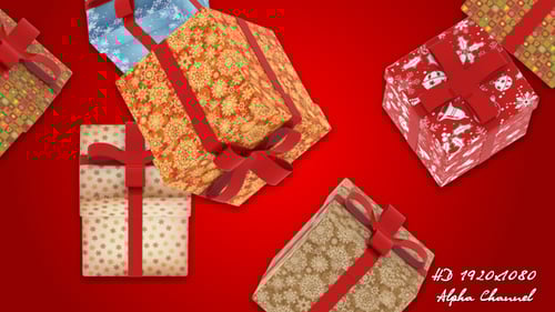 Festive Gift Box Transition with Alpha Channel