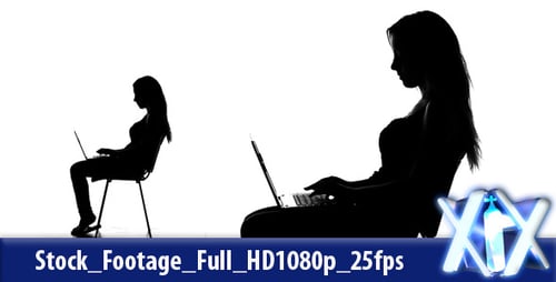 Woman Typing on Laptop Computer in Silhouette