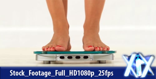 Feet Stepping on a Scale in Studio Setting