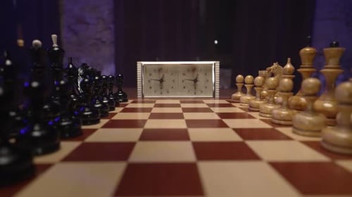 Schachuhr und Spielbrett