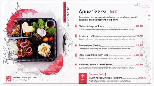 Japanese Restaurant Menu