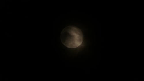 Mysterious Moon Shines in Dark Night Sky