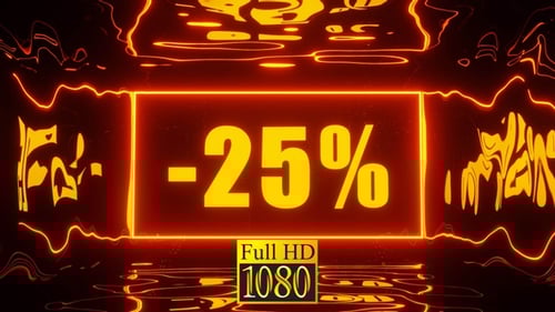 Glowing Neon 25% Discount Animation for Sale Promotions