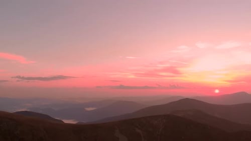 Spectacular Mountain Sunrise Aerial View