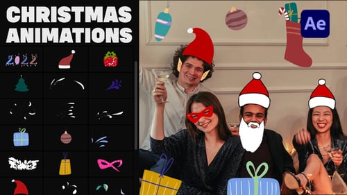 Weihnachtsmasken- und Aufkleberanimationen für After Effects