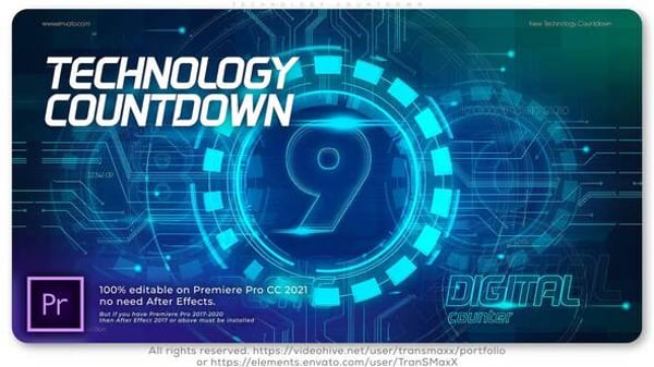 Futuristic Digital Neon Countdown Opener with HUD Elements, Elements ft ...