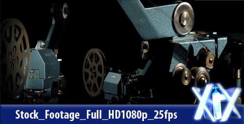 Vintage Film Projector Operating in Dark Setting