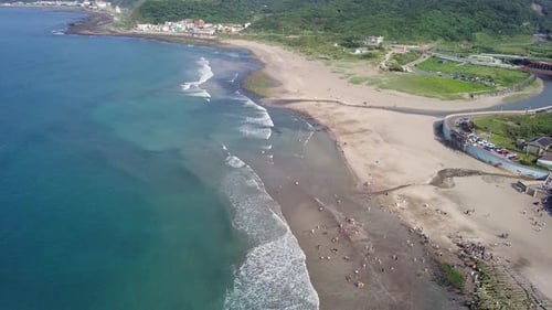Drone fly over sea coast