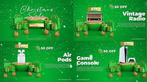 Christmas Sale 3D Product Promotion with Festive Decorations