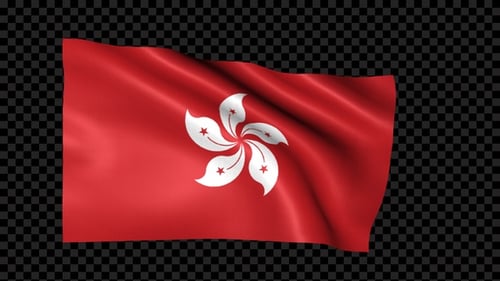 Realistic Waving Flag of Hong Kong Animation