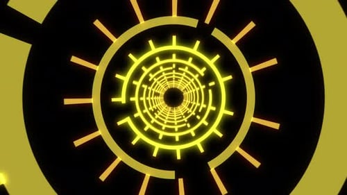 Gold Abstract Glowing Segmented Radiating Pattern and Ring Loop