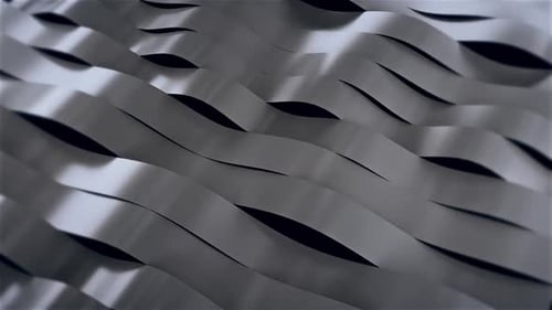 Seamless Flowing Abstract Metallic Ribbon Waves Background