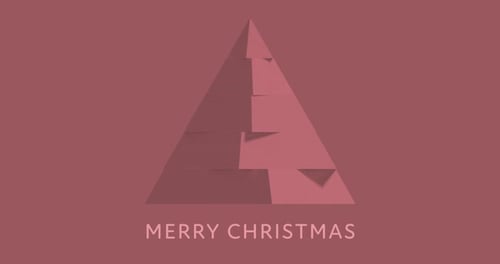 Animation of the words Merry Christmas & Happy New Year and Christmas tree on pink background