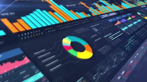 Futuristic Corporate Data Dashboard with Animated Financial Charts