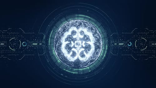 Futuristic Brain Data Network HUD Display