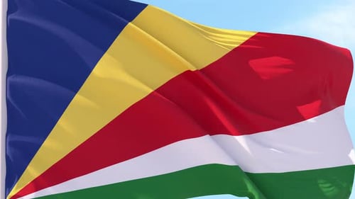 Seychelles National Flag Waving in Realistic Fabric Motion
