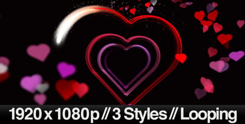 Animación de corazones del día de San Valentín - 3 estilos en bucle