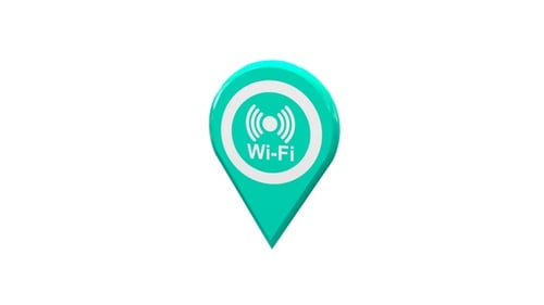 Broche de localisation de la carte avec icône WiFi Cyan V8