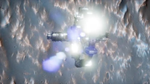 Vaisseau spatial Surveyor au-dessus de Mars