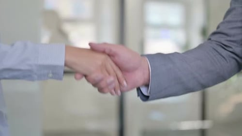 Close up of Handshake between Male and Female Business Person