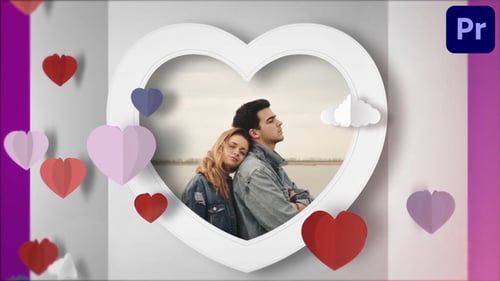 Romantic Heart Photo Album Slideshow with Paper Elements