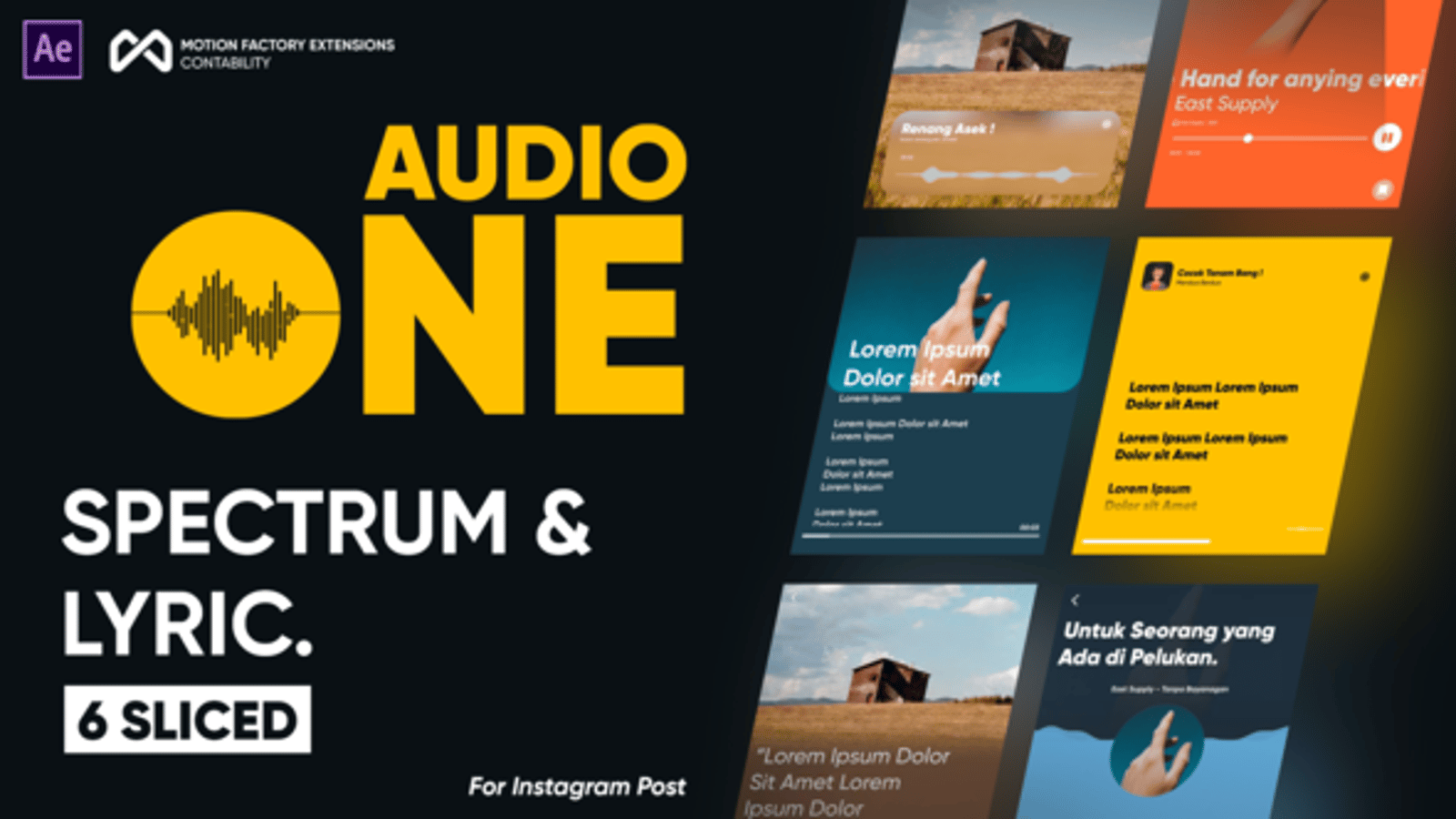 Animated Music Lyric and Audio Spectrum Social Media Posts, Elements ft ...
