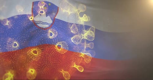 Slovenia Flag With Corona Virus Bacteria