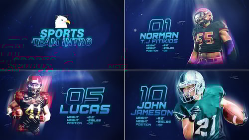 Dynamic Sports Player Intro with Glitch Effects and Digital Data Displays