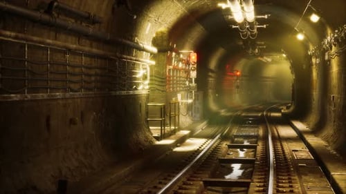 Dunkler alter verlassener U-Bahn-Tunnel