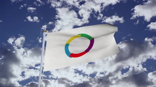 Waving Flag with Colorful Segmented Circle Logo Animation