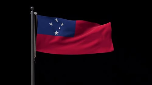 Samoa Flag On Flagpole With Alpha Channel
