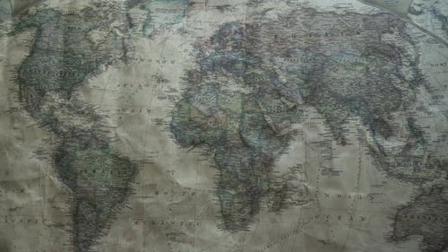 Antique-Style World Map Close Up