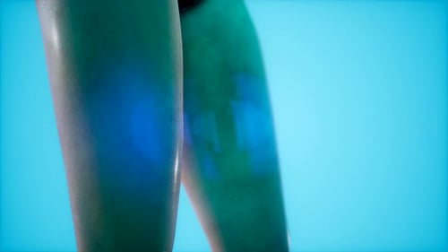 Futuristic Cyborg Woman with Glowing Robotic Internal Body Parts