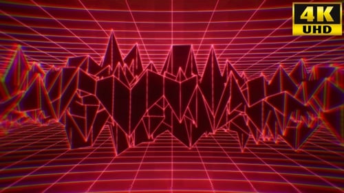 Retro Wireframe Waveform Grid Animation with Glitch Effect