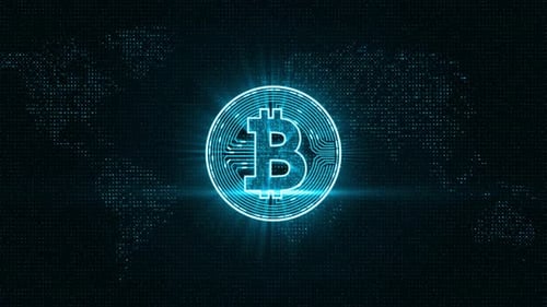 Futuristic Bitcoin Digital Technology Circuit Animated Background