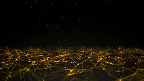 Futuristic Golden Plexus Network Loop Background