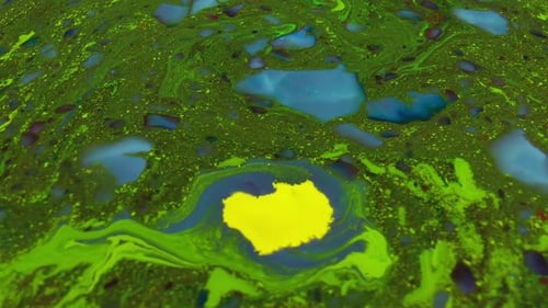 Abstract Flowing Background in Green, Blue, and Yellow