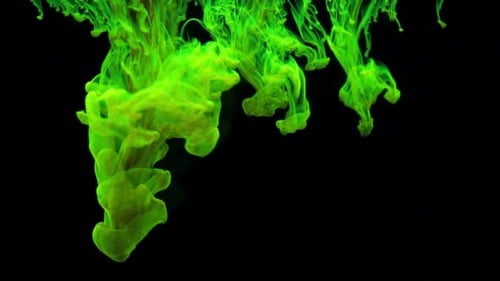Neon Green Ink Flowing on Black Background