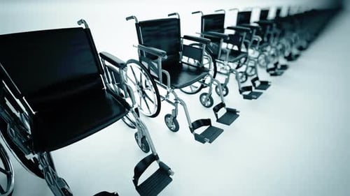 Animated Line of Wheelchairs for Medical and Healthcare Concepts