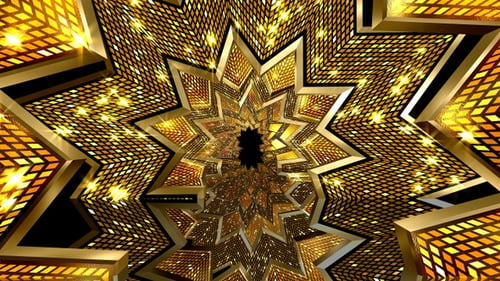 Golden Star Tunnel with Shimmering Light Particles