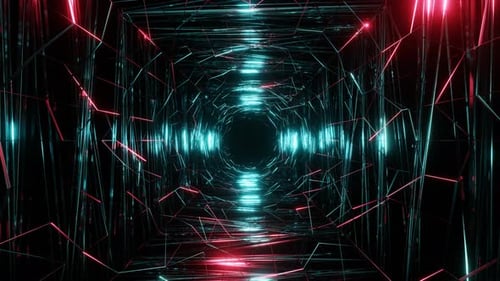 4K Neon Techno Tunnel | Futuristic Cyberpunk Technology Motion Background Loop