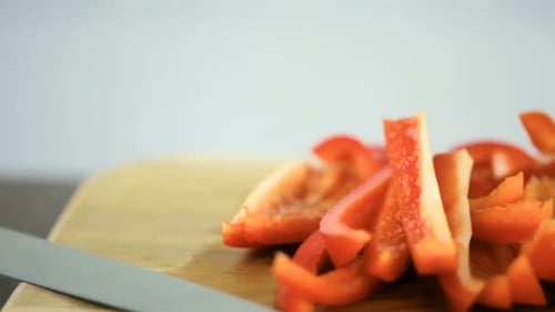 Close Up of Sliced Red Bell Peppers