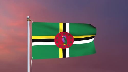 Dominica National Flag Waving in the Wind