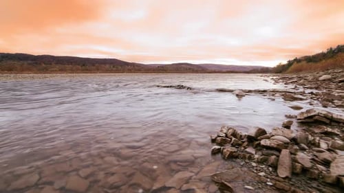 Wild Mountain River Close Up Abundant Clear Stream