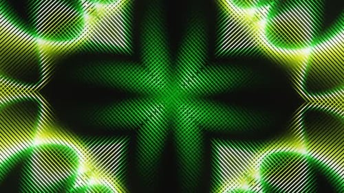 Abstract Green and Yellow Flower Kaleidoscope Vj Loop Animation