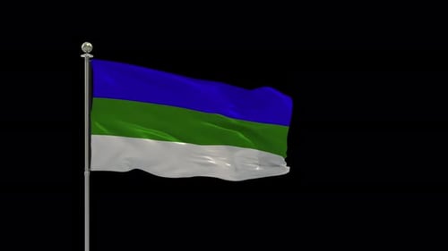 Realistic Flag Waving Animation on Black Background
