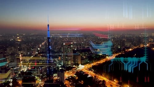 Futuristic effect. Smart city graphic. Cyber technology