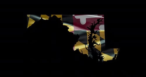 Waving Maryland Flag Map Outline Reveal